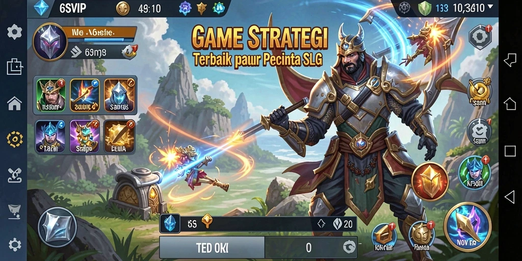 Menampilkan momen pertempuran seru dalam gameplay SLG.