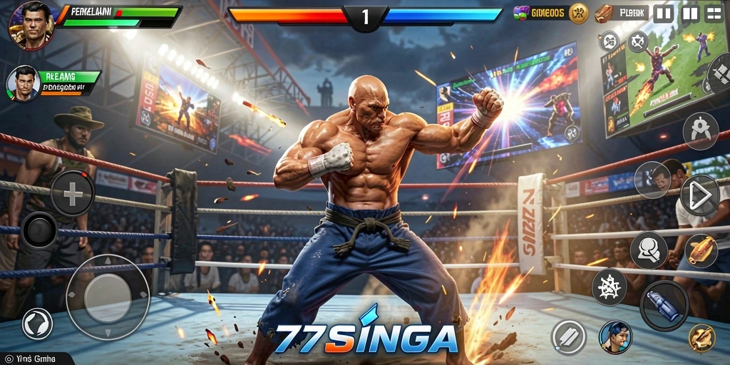 Screenshot menampilkan pertarungan seru dalam 77SINGA.