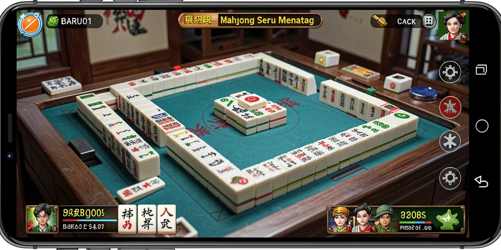 Screenshot BARU01 menunjukkan gameplay Mahjong yang seru dan menarik.