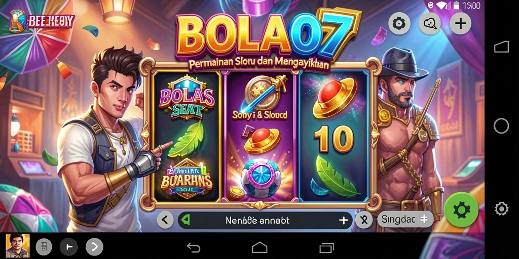 Screenshot gameplay <strong>BOLA07</strong> yang menampilkan putaran slot yang mendebarkan.