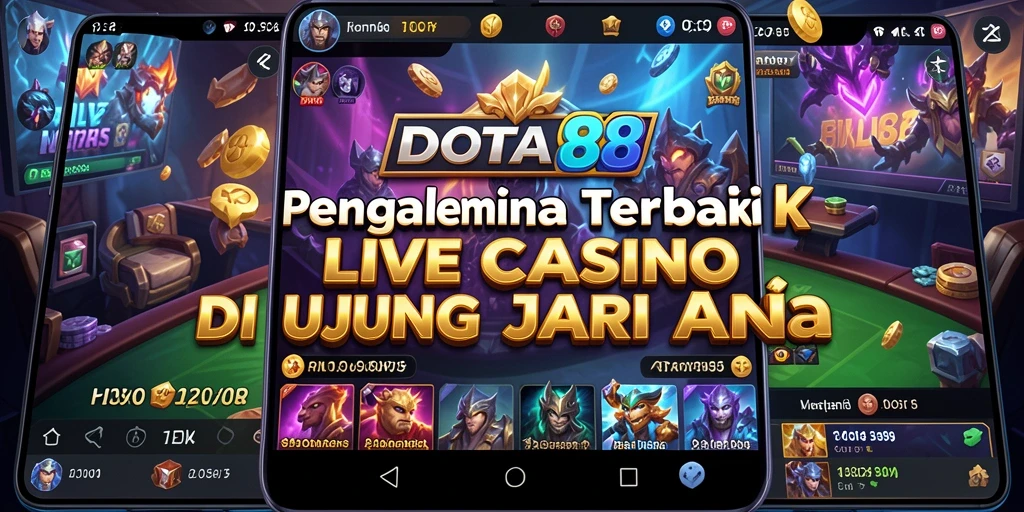 Tangkapan layar DOTA88 yang menampilkan dealer profesional dan permainan Live Casino.