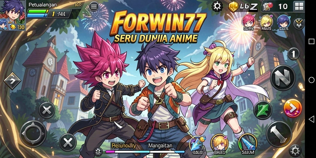Tampilan gameplay seru dalam FORWIN77 yang menarik perhatian penggemar anime.