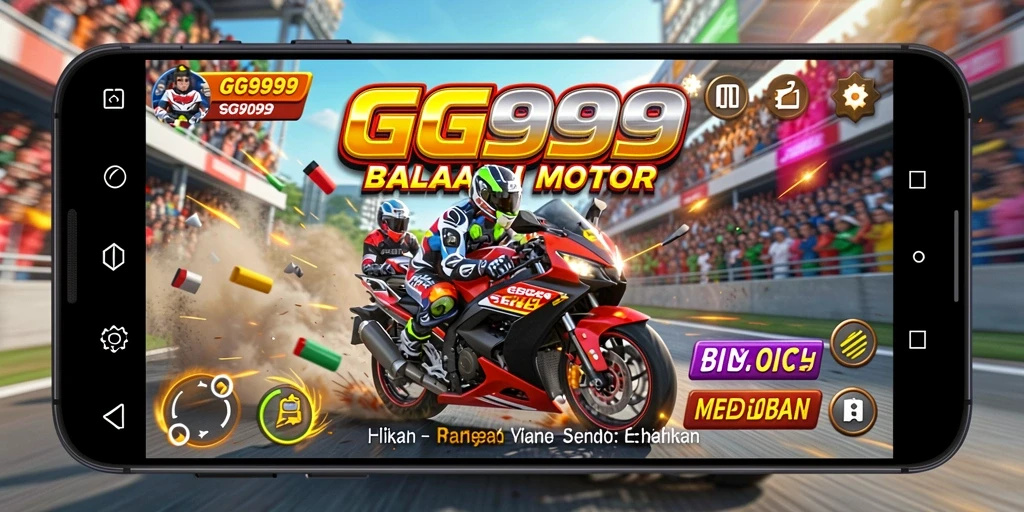 Gameplay GG999 yang mendebarkan saat balapan motor cepat.
