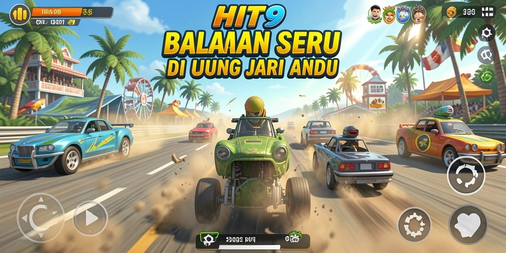 Tampilan seru dari gameplay balap di HIT9 dengan berbagai kendaraan.
