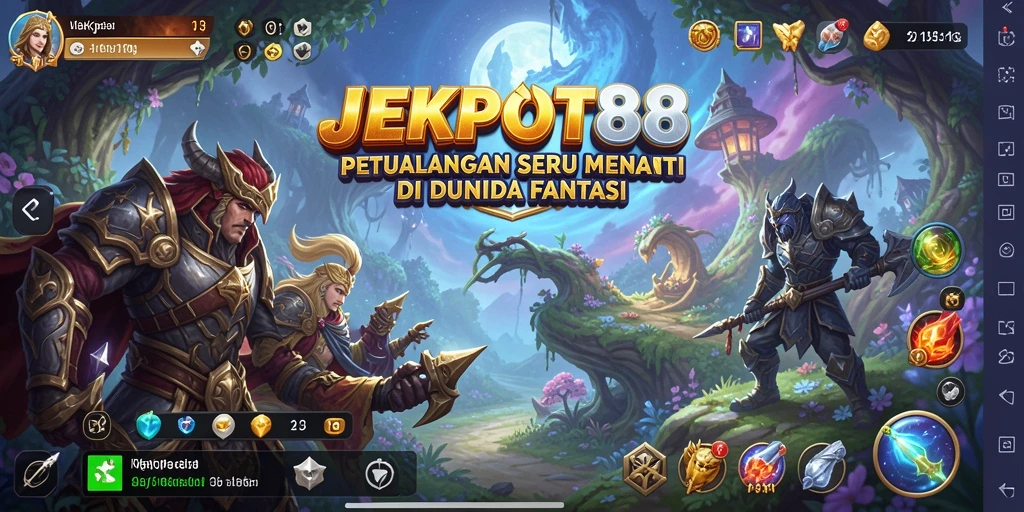 Tampilan gameplay menakjubkan dalam JEKPOT88 dengan dunia yang berwarna-warni.
