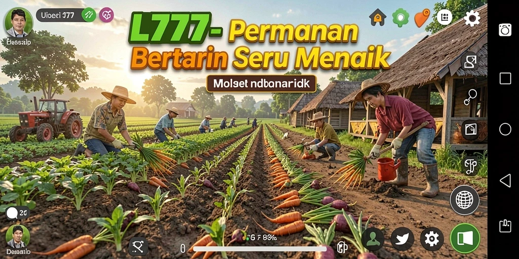 Tampilan gameplay L777 dengan ladang subur dan hewan peliharaan.