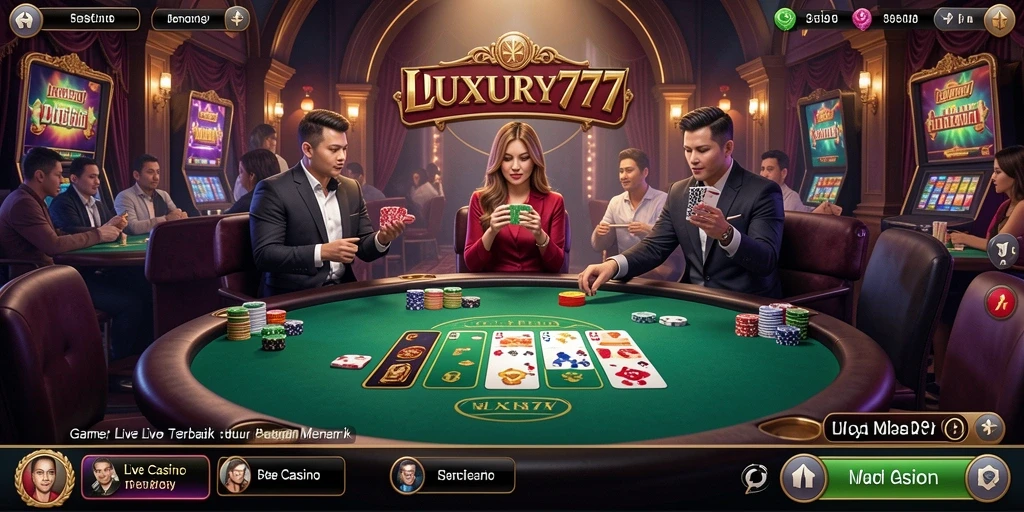 Screenshot gameplay Live Casino di LUXURY777 menampilkan dealer langsung dalam aksi.