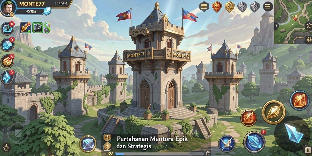 Tampilan menawan dari gameplay Tower Defense di MONTE77.