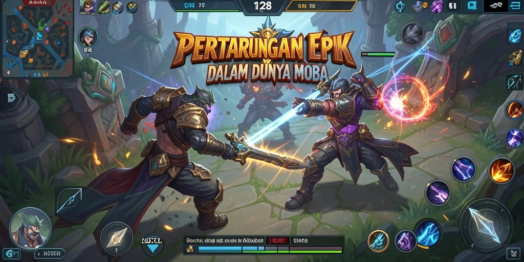 Tangkapan layar menampilkan pertempuran seru dalam permainan MOBA.