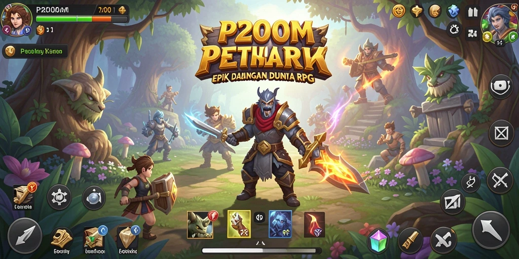 Tampilan gameplay P200M yang epik dalam aksi RPG.