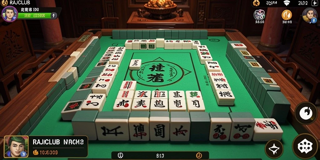 Tampilan gameplay RAJACLUB yang menarik dengan elemen Mahjong yang klasik.