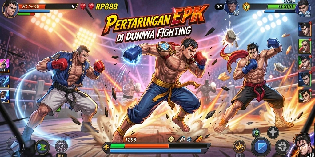Tampilan seru gameplay RP888 dalam pertarungan Fighting.