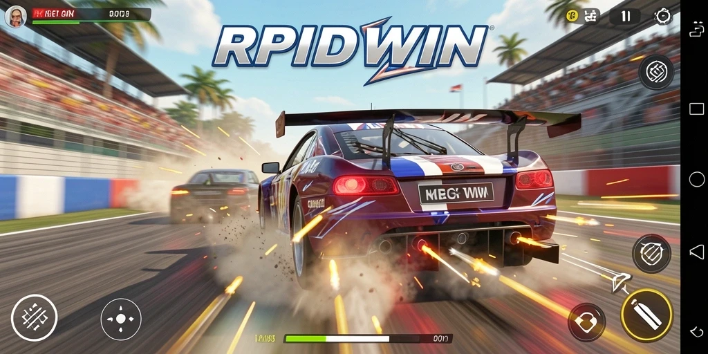Tampilan gameplay RPIDWIN yang seru saat balapan.