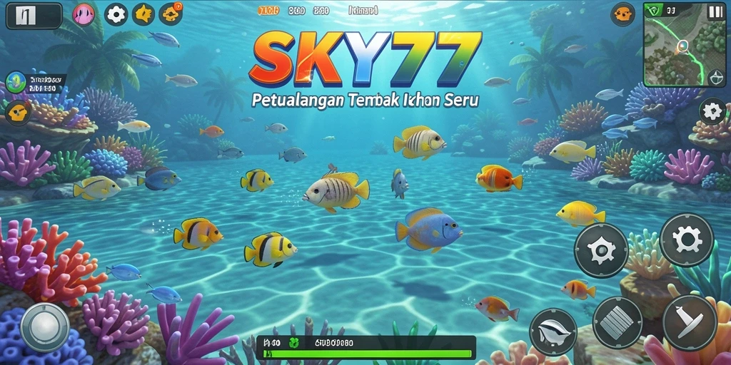 Tampilan gameplay SKY77 dengan aksi tembak ikan yang seru.