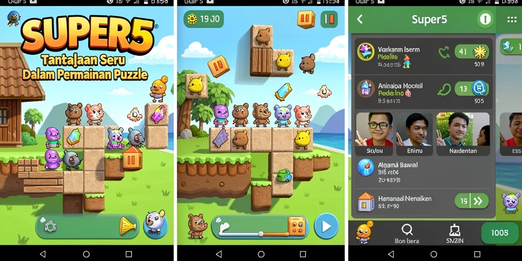 Tampilan gameplay SUPER5 yang menarik dan penuh tantangan.