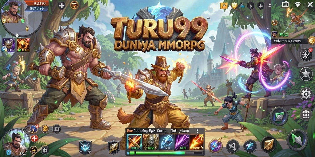 Tangkapan layar utama TURU99 menampilkan aksi gameplay seru dalam dunia MMORPG.