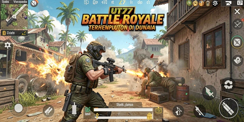 Screenshot UT77 menampilkan aksi seru dalam pertempuran Battle Royale.