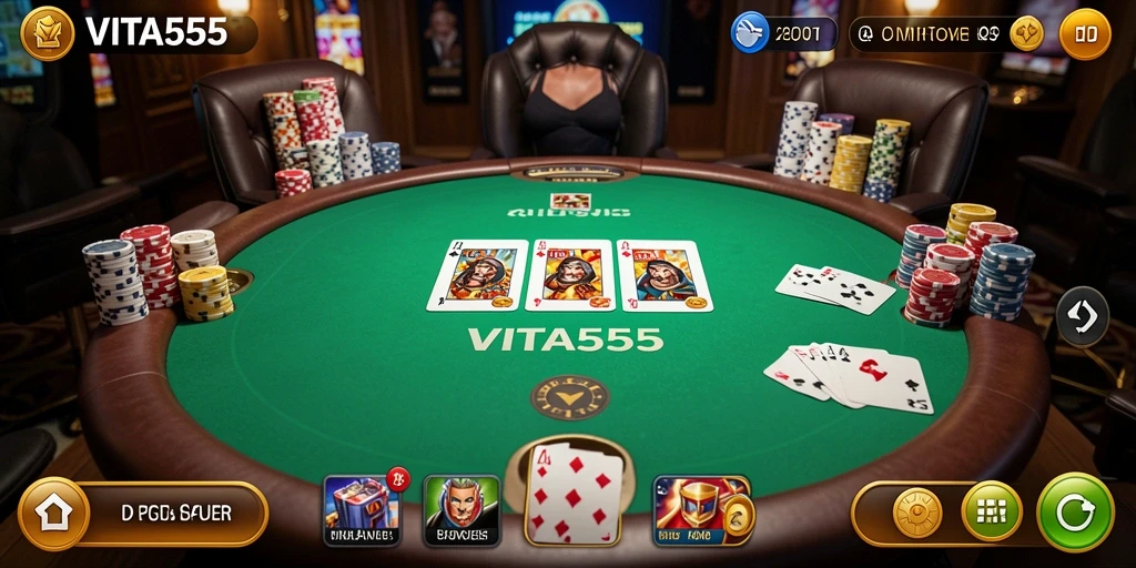 Screenshot gameplay poker VITA555 yang menarik dan seru.