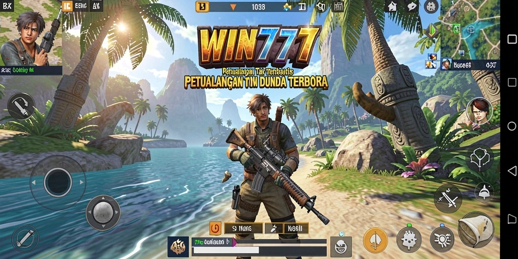 Screenshot gameplay WIN777 menampilkan dunia terbuka yang luas dan menakjubkan.