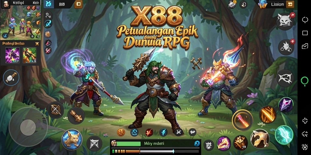 Tampilan gameplay X88 yang mendebarkan dan penuh aksi RPG.